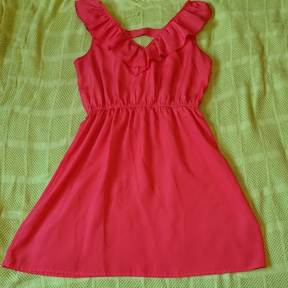 A'GACI coral v-neck summer dress